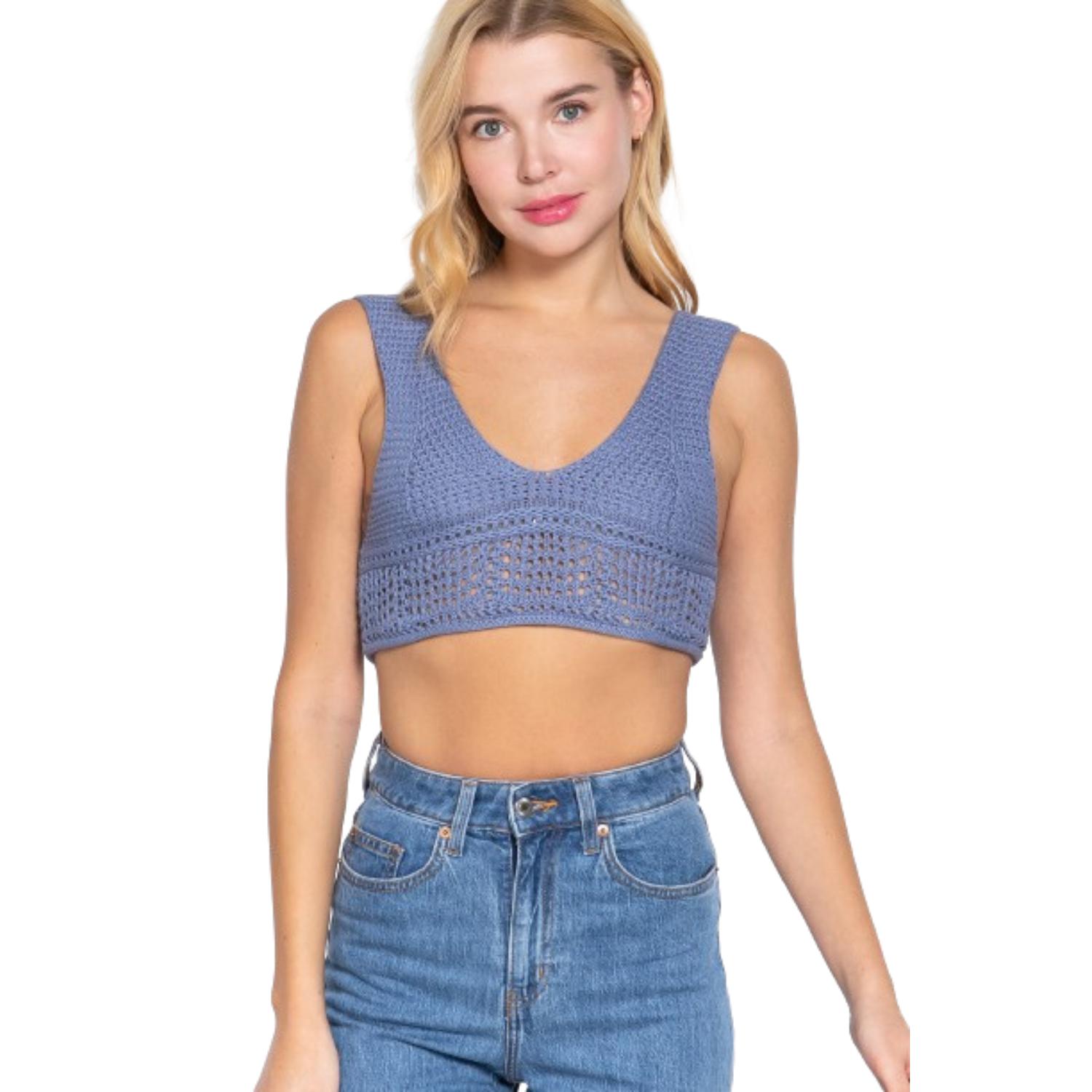 

Текстурированный укороченный свитер-майка FASHNZFAB, цвет mid blue