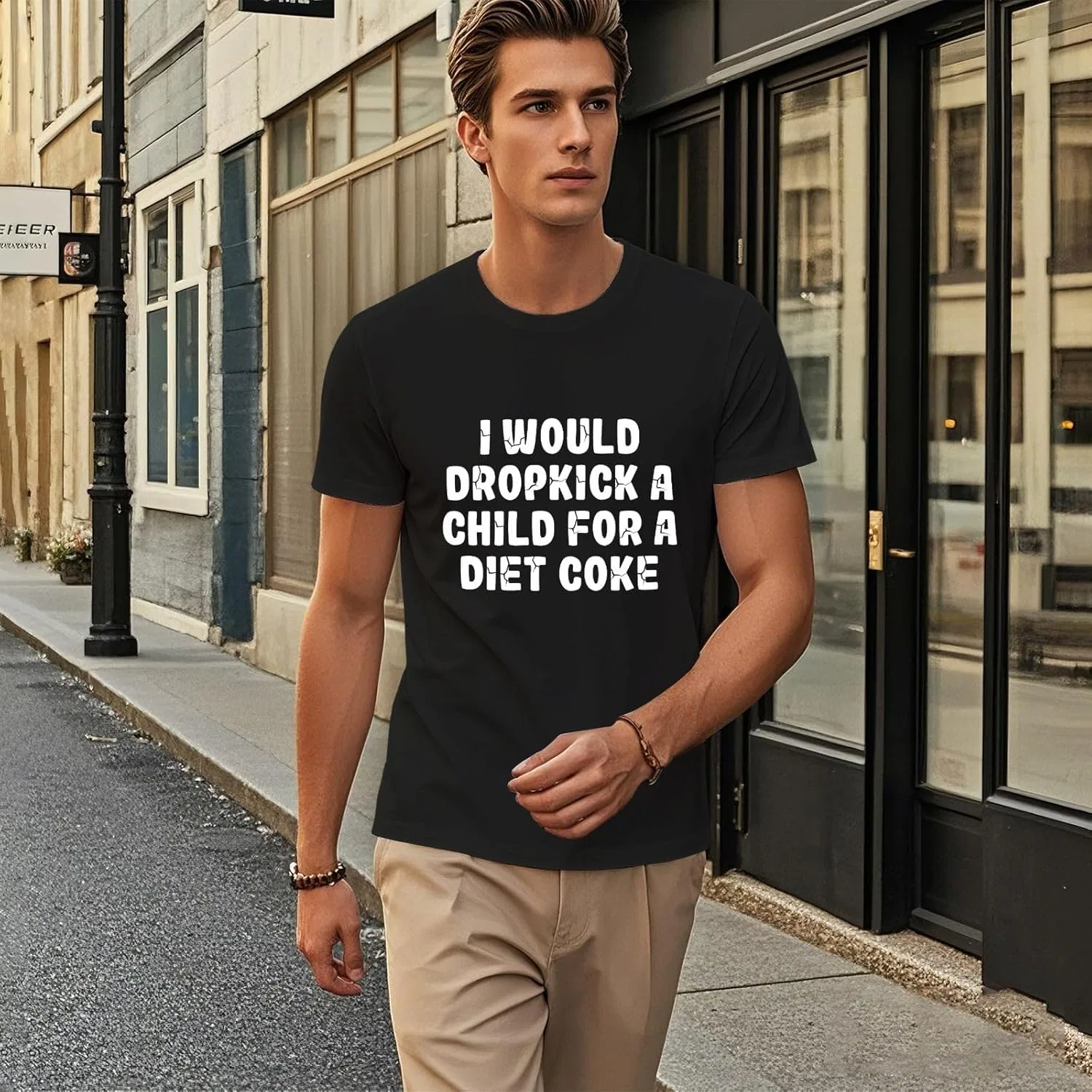 Футболка I Would DROPKICK A Child for A Diet Coke для мужчин Vintage Generic, черный — фото 2