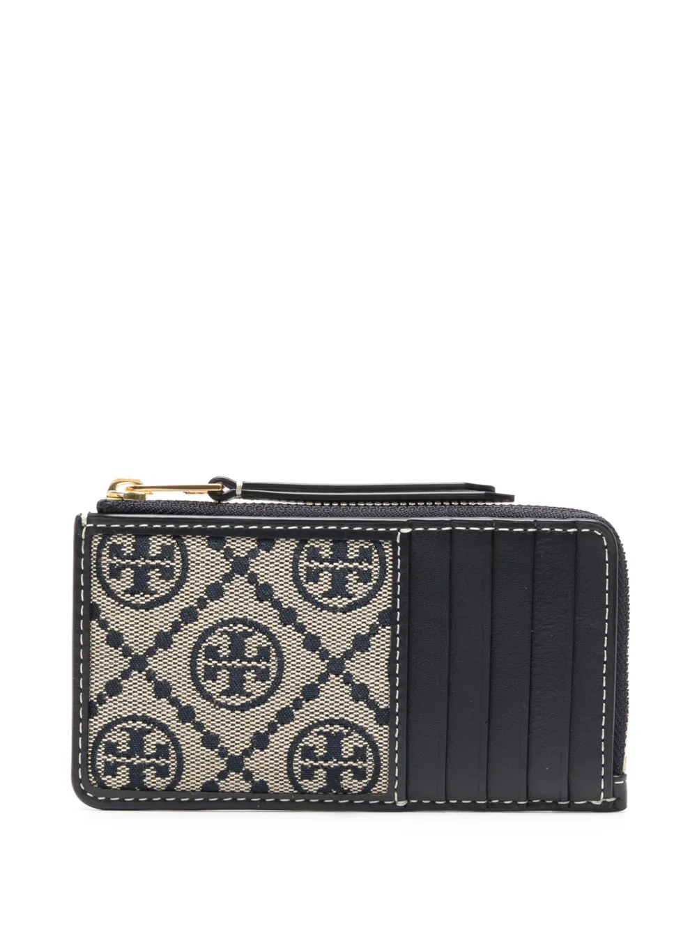 

Кардхолдер на молнии с декором T Monogram Tory Burch, нейтральный
