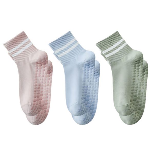 

Женские носки с резиновыми противоскользящими вставками и полосатыми ребристыми манжетами, 3 шт Anna-Kaci, Blue Green Pink