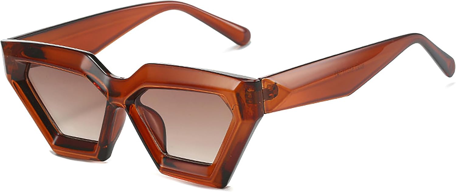 

Модные женские солнцезащитные очки в форме треугольника «кошачий глаз» с толстой оправой в стиле ретро, ​​с защитой от УФ-излучения UV400, изготовленные из пластика Generic, F