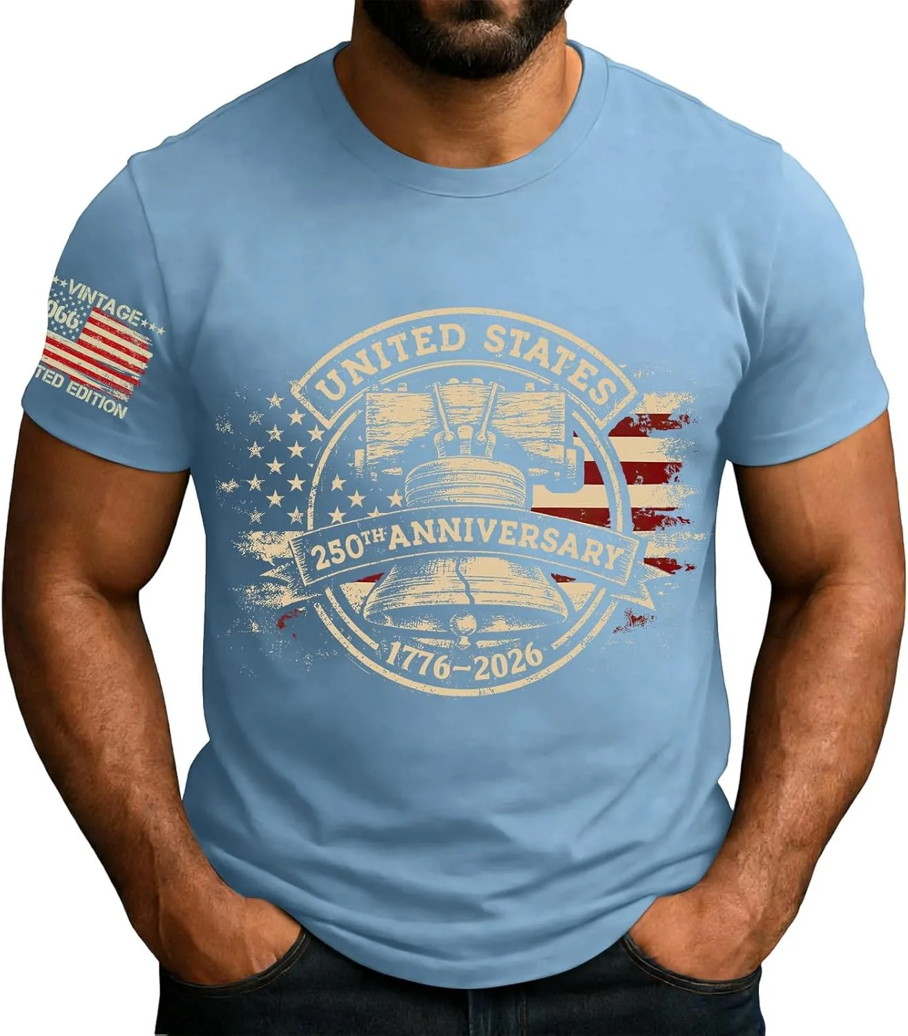 

Футболка America 250 мужская, короткий рукав, патриотичная