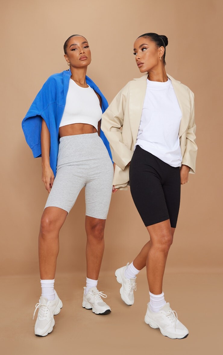 

PrettyLittleThing Комплект из 2 черно-серых базовых велосипедок из джерси