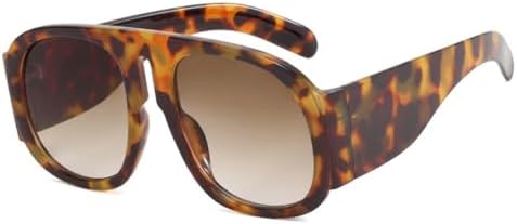 

Винтажные солнцезащитные очки большого размера 2027 года для женщин и мужчин, модные очки в крупной оправе, двухцветные, в стиле панк, женские солнцезащитные очки MTZJH, Leopard Tea