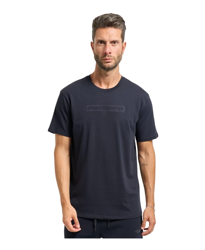 

Синяя футболка с логотипом, круглый вырез. Armani Exchange, синий