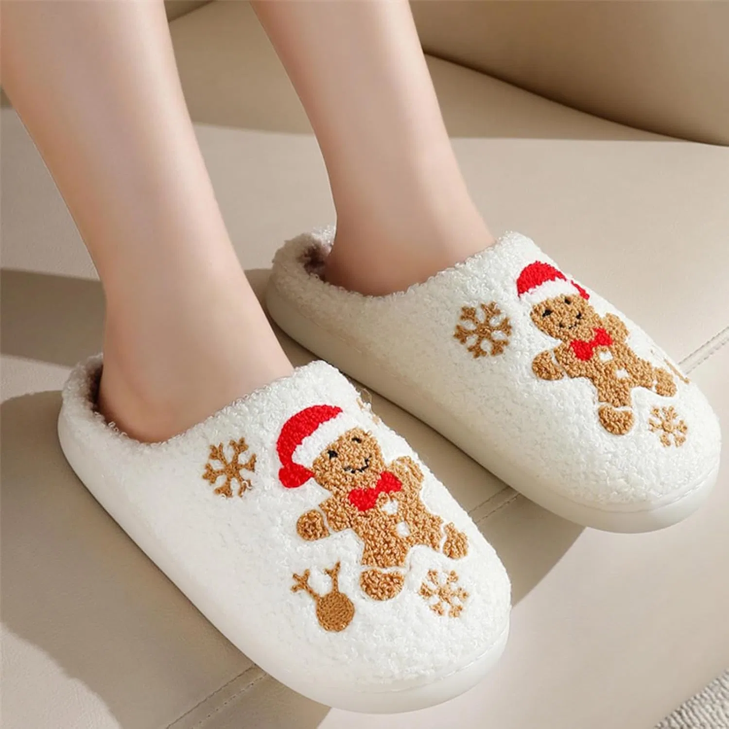 Тапочки с узором женские, Рождество, Gingerbread Man ODYQIG — фото 4