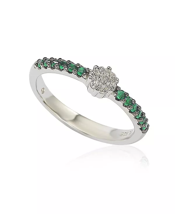 

Кольцо-Бандаж Suzy Levian из стерлингового серебра с миниатюрным цветочным паве и солитером Suzy Levian New York, green