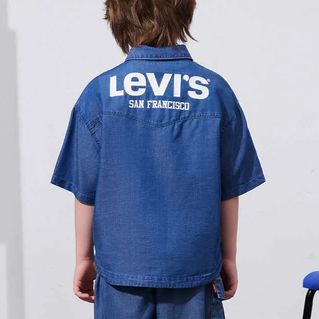 Детская джинсовая рубашка Levi's, River Bed Blue — фото 4