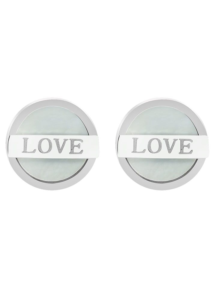 

Adeliás Женские серьги - серьги-гвоздики из нержавеющей стали с перламутровыми вставками в серебряной оправе