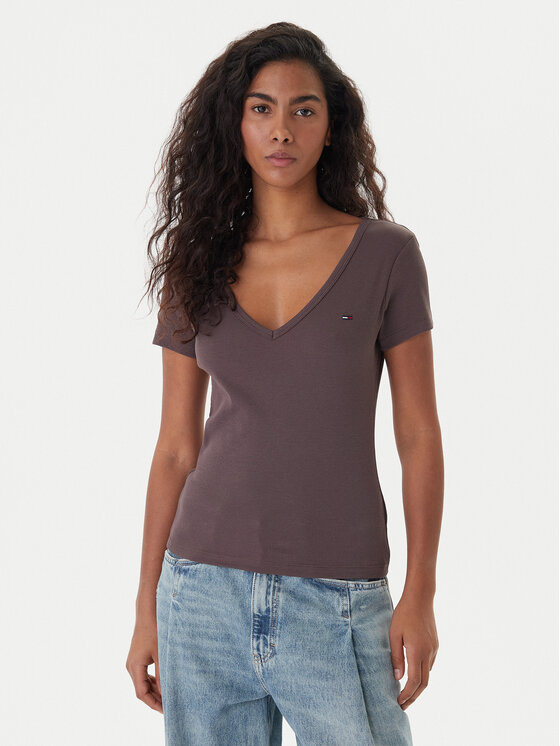 

Футболка slim fit Essential DW0DW17385 Tommy Jeans, коричневый