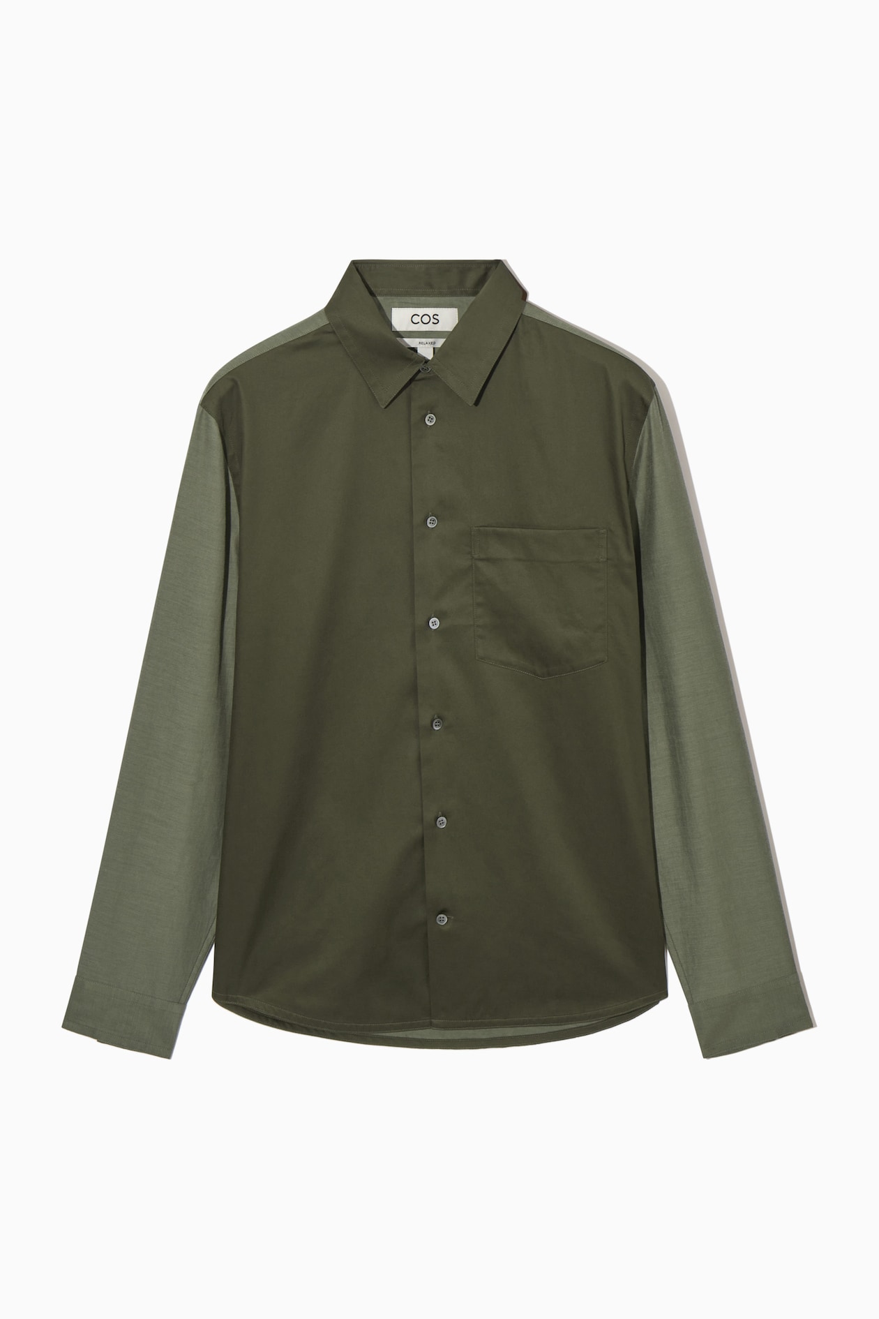 

Хлопковая рубашка-relaxed fit COS, цвет Khaki/Zielony