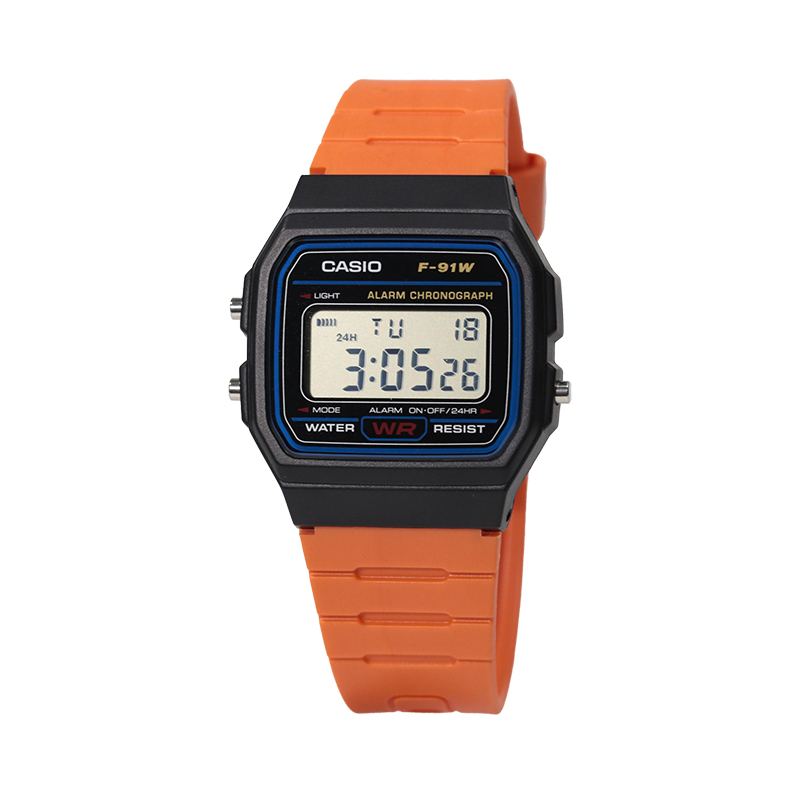 

CASIO Серия Retrofit F 91W 1 улучшенный многоцветный кварцевый механизм ремешок из смолы часы унисекс черный циферблат