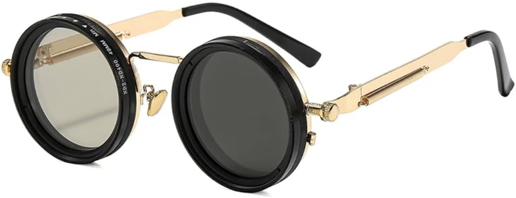 

Ретро круглые панк-солнцезащитные очки для мужчин и женщин для занятий спортом на открытом воздухе, защита от УФ-излучения UV400, регулируемые солнцезащитные очки с затемнением TVTBBVV, Golden-1