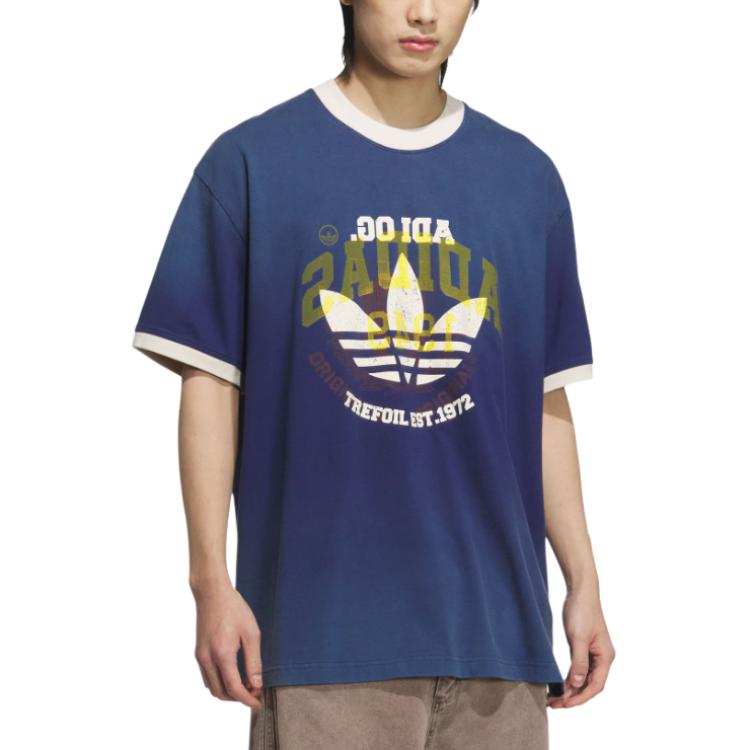Футболка ретро стирка ss25 рингер unisex Adidas Originals, темно-синий — фото 3