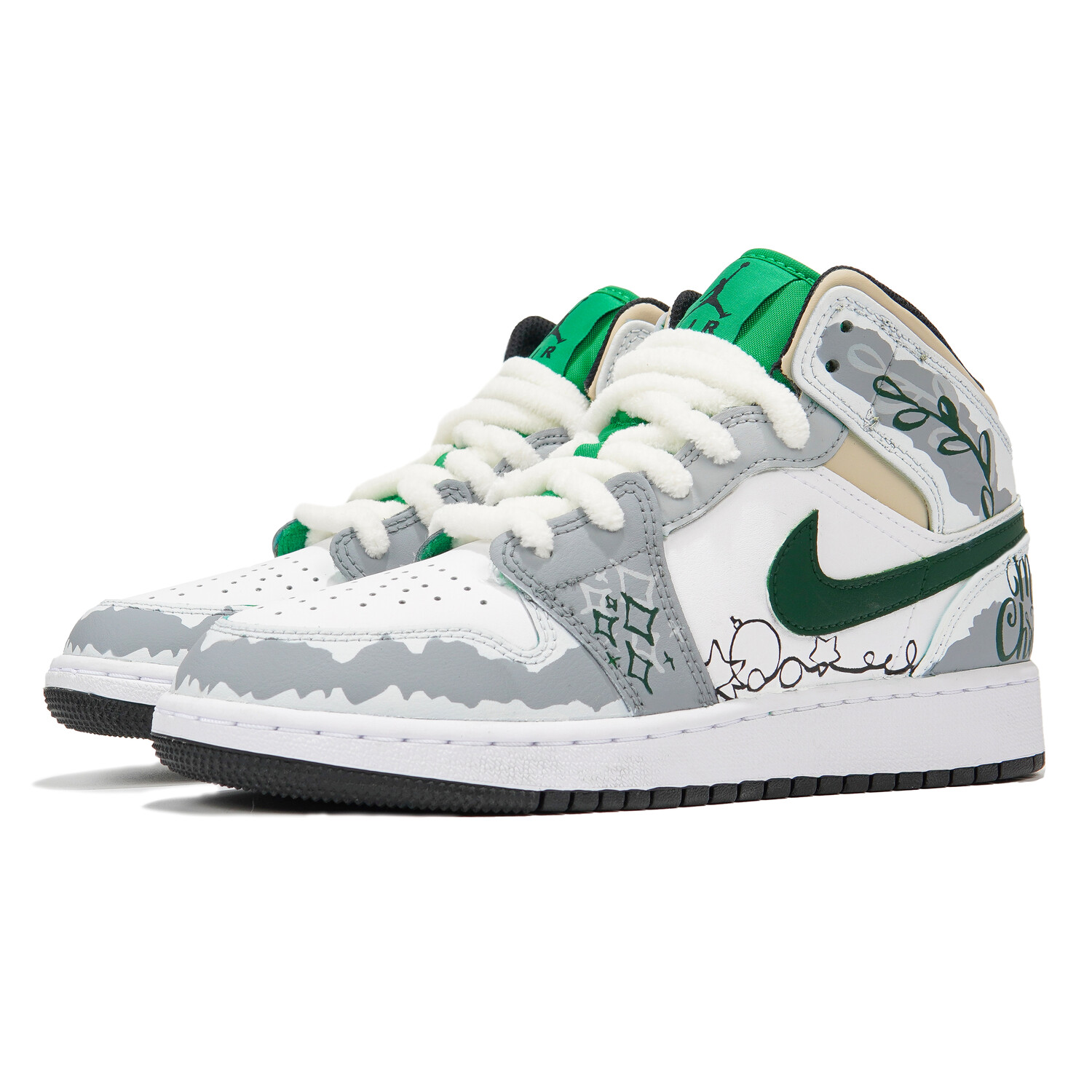 Кроссовки Air Jordan 1 Vintage Basketball Shoes Women's Mid-Top Gray White — фото 2