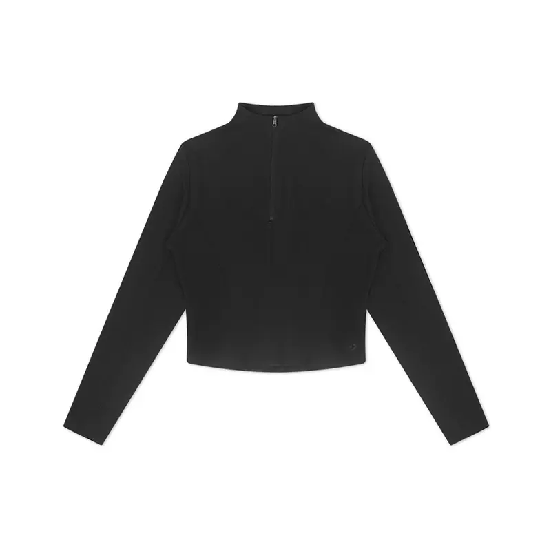 

Полузастегивающийся воротник-стойка топ с длинными рукавами Converse, черный