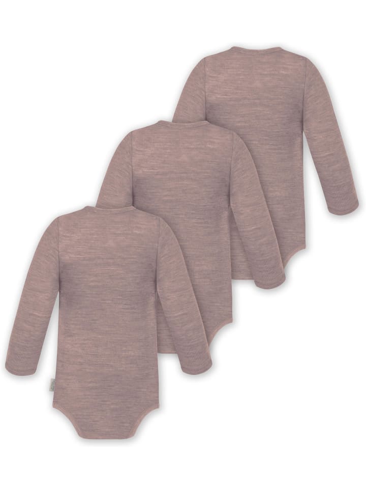Normani Outdoor Sports Набор из 3 детских боди из мериносовой шерсти с длинными рукавами, цвет Окленд, розовый — фото 2