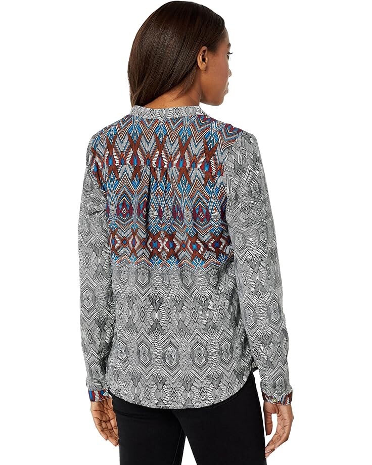 

Блуза Roper Poly Crepe Tribal Border Open Neck Blouse, черный