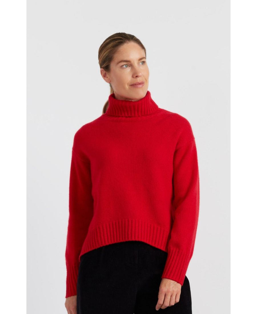 

Женский свитер с высоким воротником из чистого кашемира Chinti & Parker, Velvet red