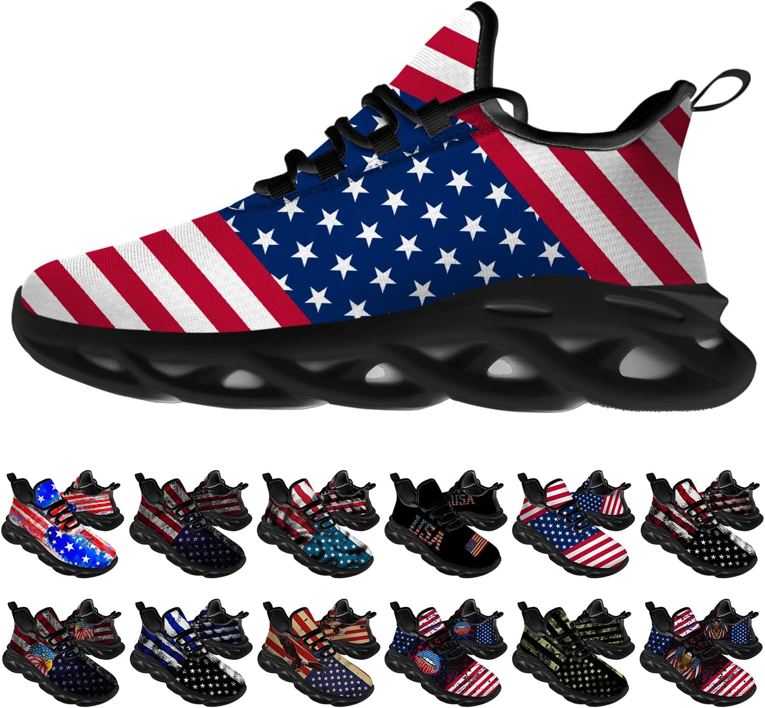 

Кроссовки Ciadoon с американским флагом для мужчин и женщин, спортивные кроссовки для бега, ходьбы и тенниса, подарки для мальчиков и девочек, красный
