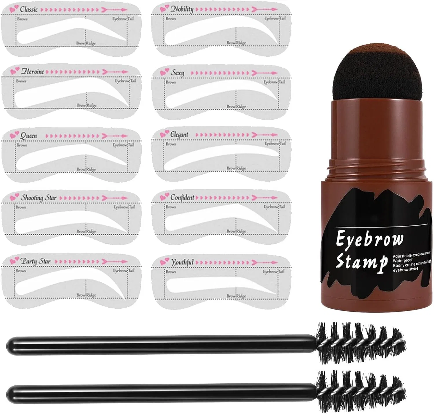Трафарет для бровей Perfect Eyebrow Tint Kit, 10 шт, dark brown