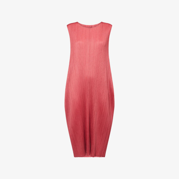 

Платье-миди с ажурными рукавами-фонариками Pleats Please Issey Miyake, красный
