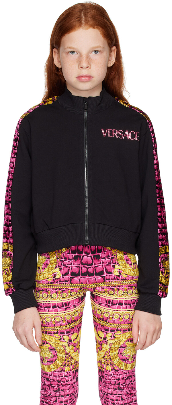 

Детский черный свитшот Baroccodile Versace