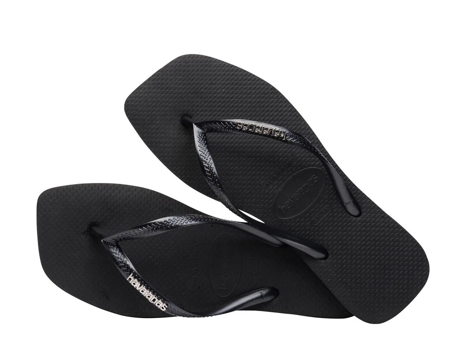 Сандалии Havaianas Slim Square Logo Metallic Flip Flop - Women's, черный/серебристый — фото 3