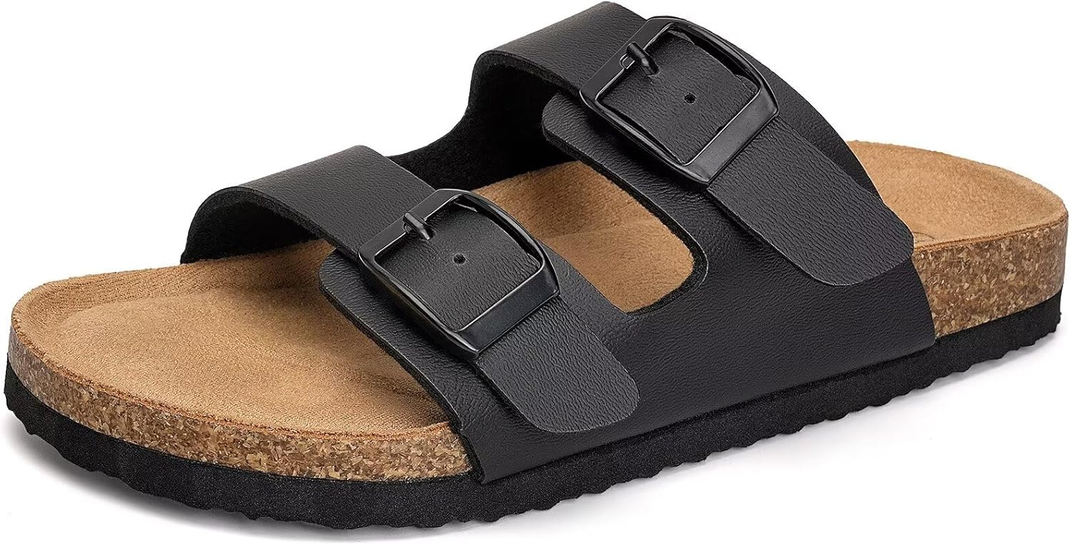 

Детские сандалии Torotto для мальчиков и девочек, шлепанцы на лето, противоскользящие, с пробковой подошвой и блестками, с регулируемыми ремешками для дома и улицы, черный