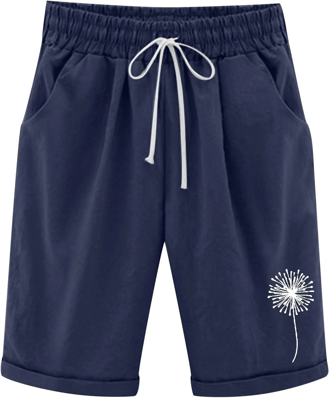 

Летние бермуды для женщин 2025, хлопок-лен, эластичный пояс