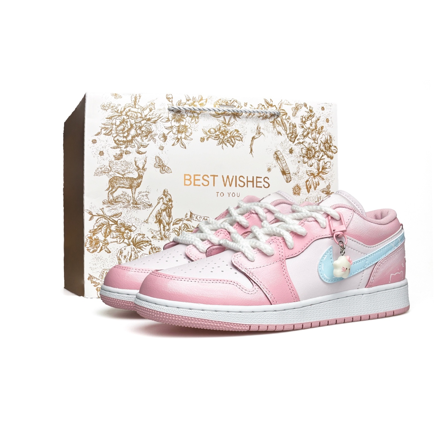 

Детские баскетбольные кроссовки Air 1 для младших школьников Jordan, синий розовый