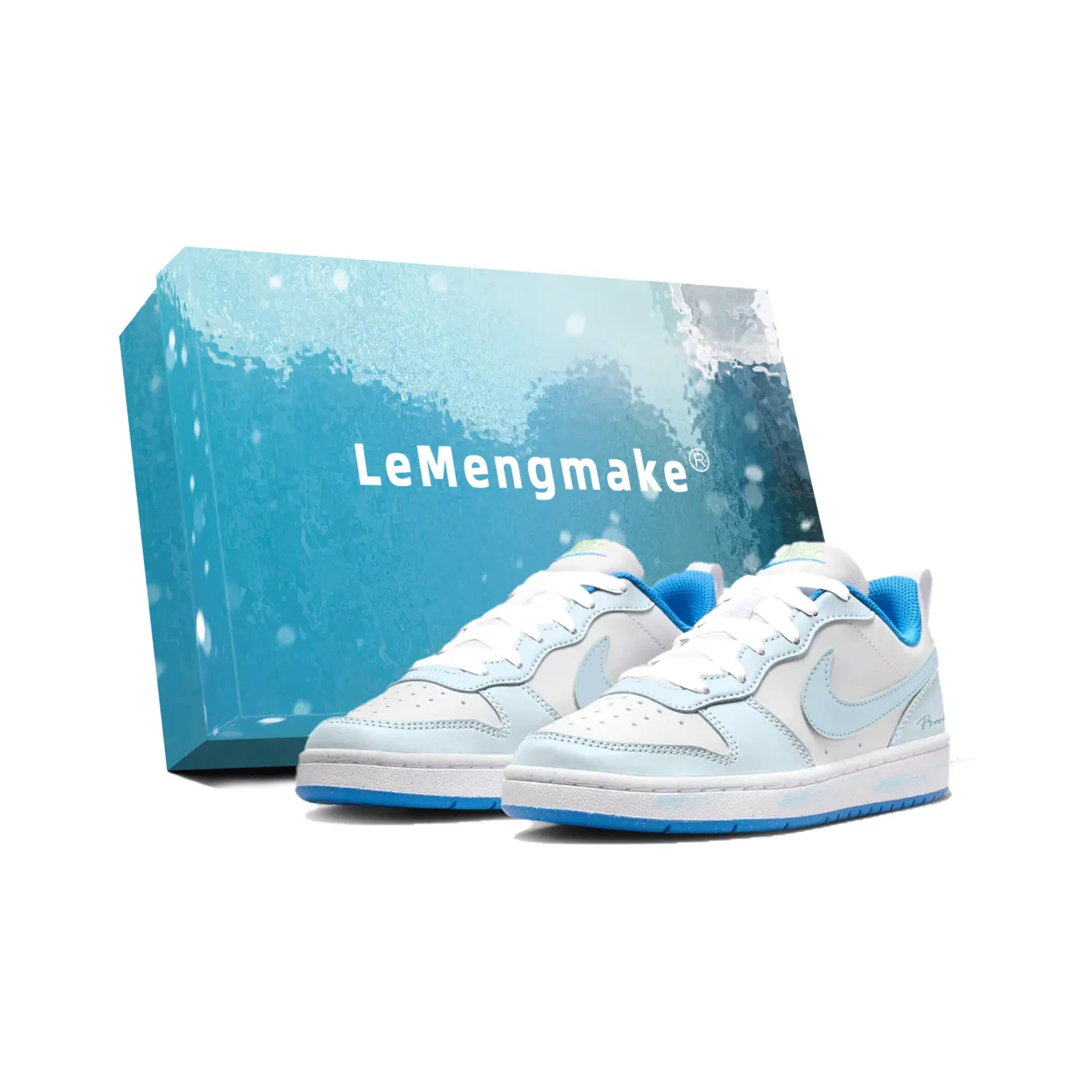 

Nike Детские кроссовки для скейтбординга Court Borough Glacier Breath с противоскользящим износостойким верхом, синие, для подростков