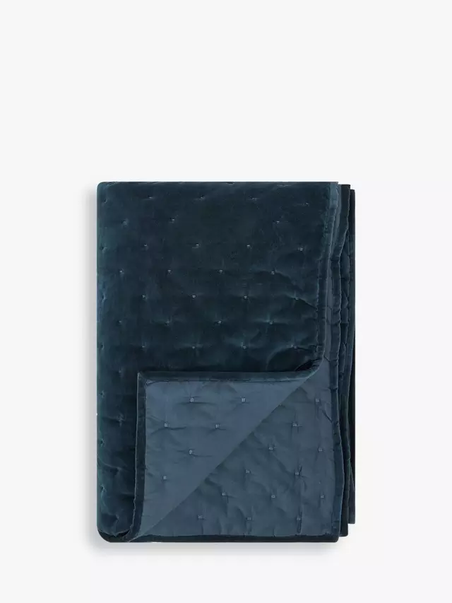

Покрывало John Lewis Cotton Velvet Quilted, цвет petrol/blue