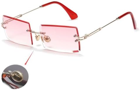 

Солнцезащитные очки без оправы для женщин, маленькие прямоугольные солнцезащитные очки для женщин, модный стиль, защита от ультрафиолета UV400, черные, серые, розовые MTZJH, C6 Pink