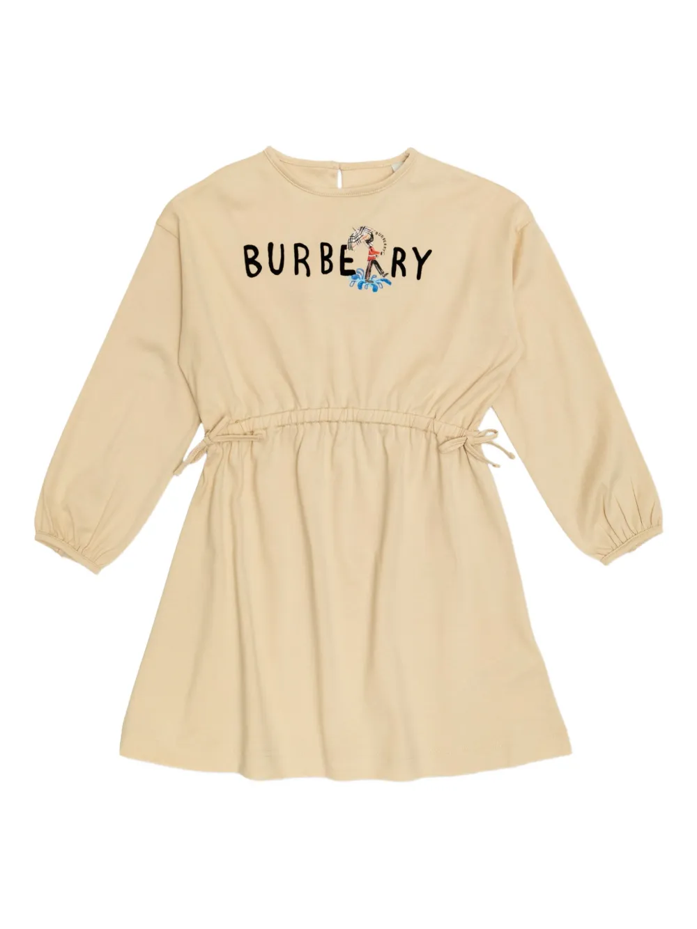 

Платье с логотипом и завязкой на талии BURBERRY KIDS, нейтральный