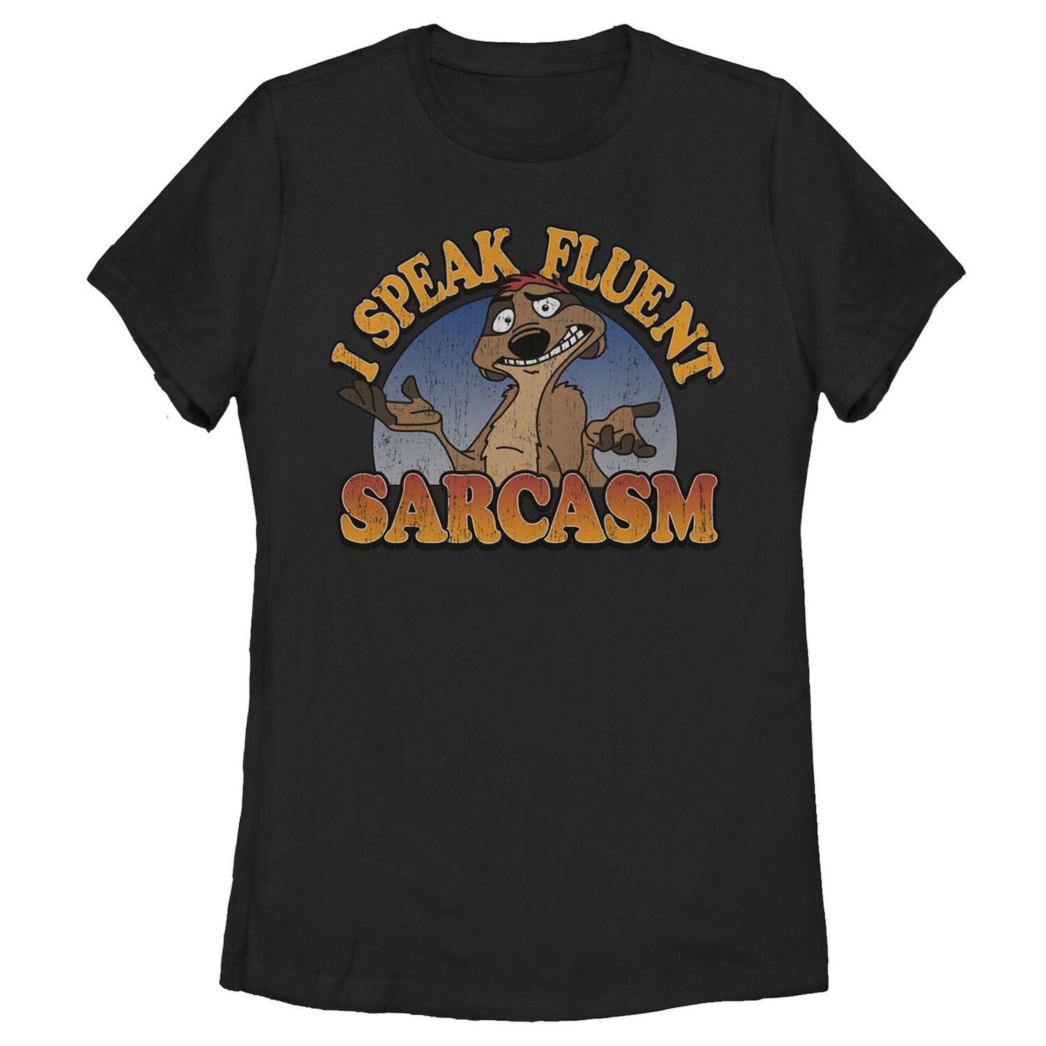 

Футболка Timon Fluent Sarcasm от Disney's The Lion King Juniors Licensed Character, черный