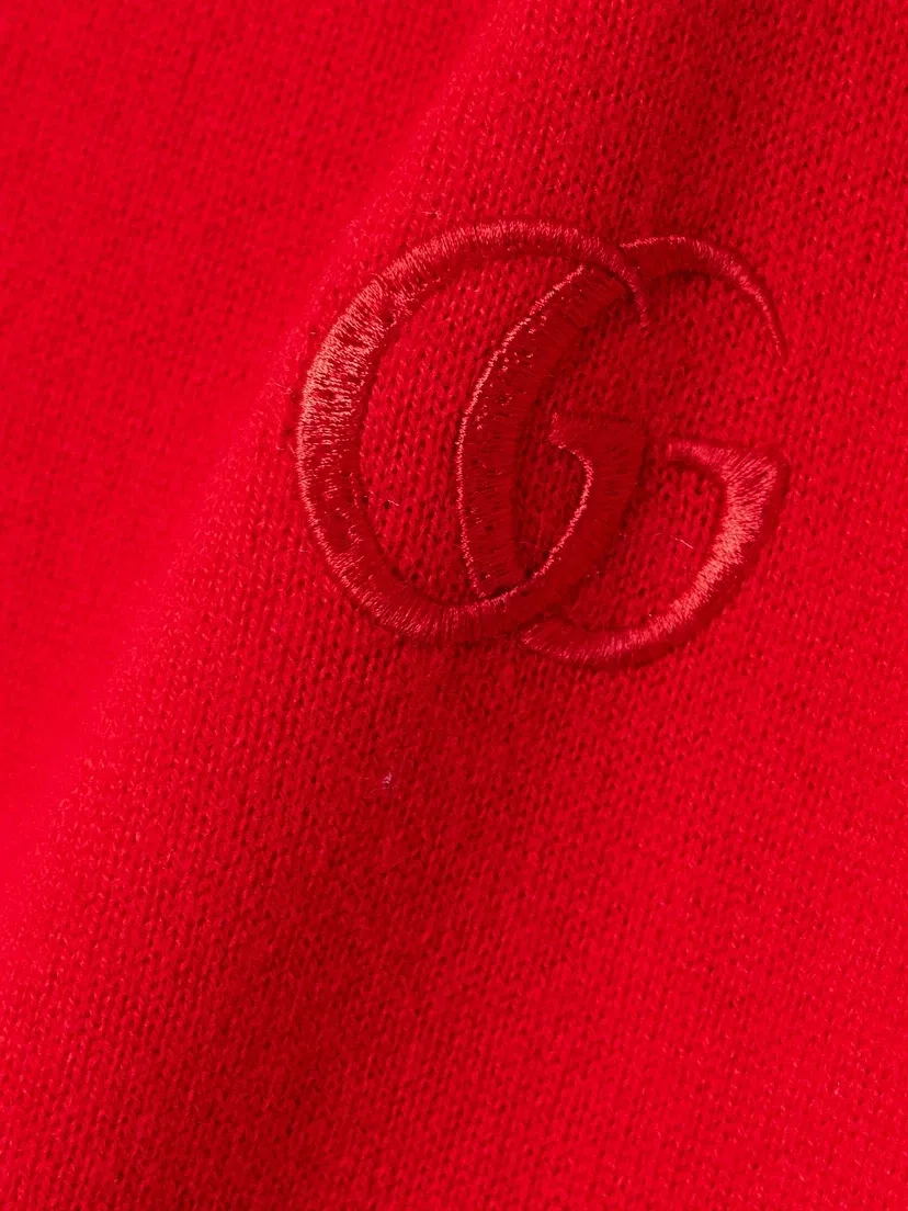 Кардиган из вышитой шерсти GUCCI, красный — фото 4