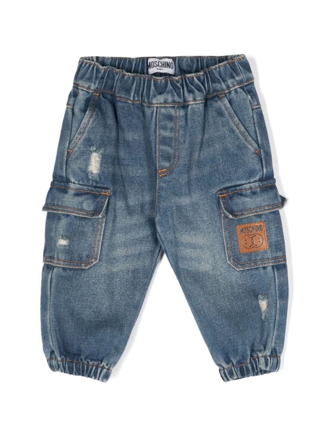 

Moschino Kids зауженные джинсы с нашивкой-логотипом, синий