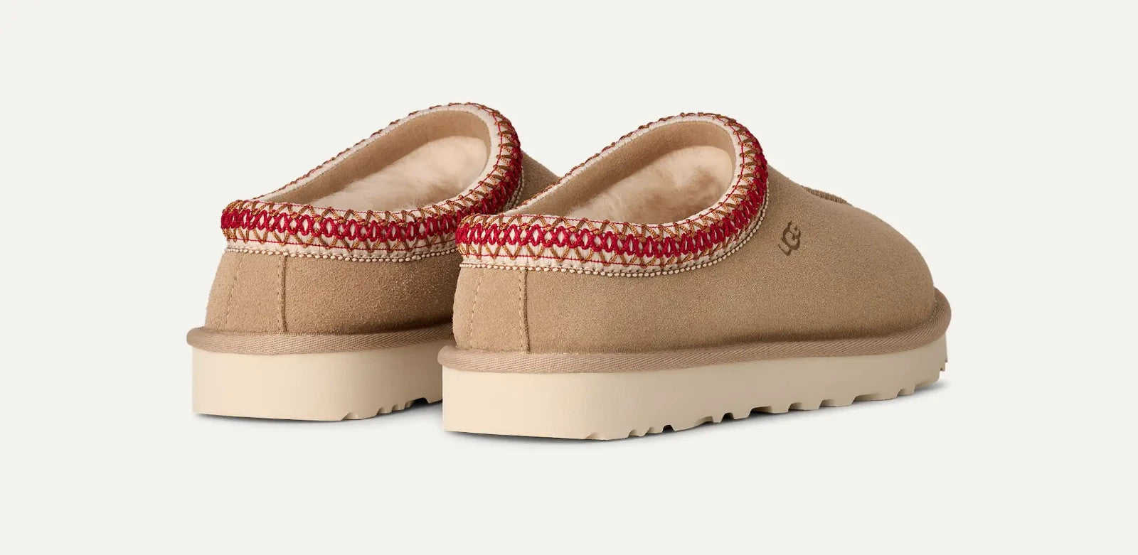 Женские тапочки UGG Tasman II 1174470-SDDR Sand Dark Cherry Suede Slip-On GUG19, бежевый — фото 4