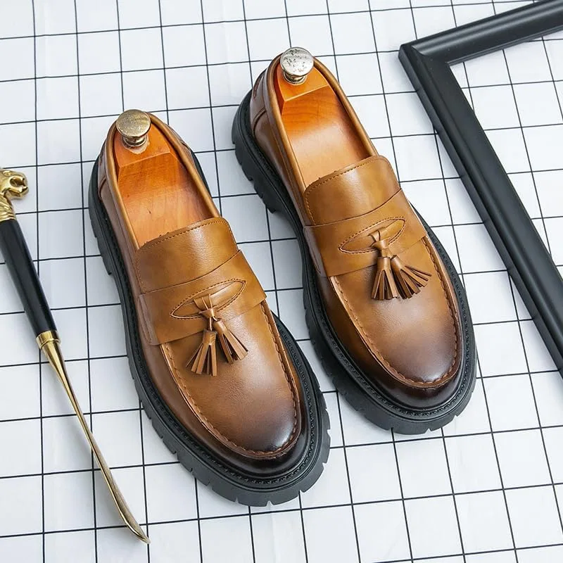 Лоферы с кисточкой из микрофибры, на толстой подошве, желтые ZCZ — фото 2
