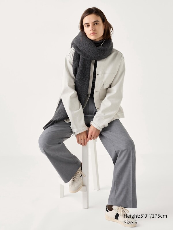 

Широкие брюки в складку длинные Uniqlo, серый