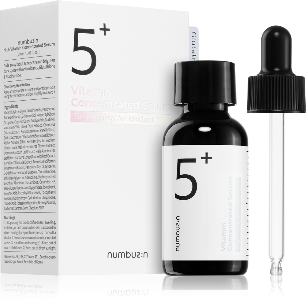 

№ 5 концентрированная сыворотка с глутатионом и витамином, концентрированная сыворотка для лица для кожи, страдающей от гиперпигментации Numbuzin, 30 мл