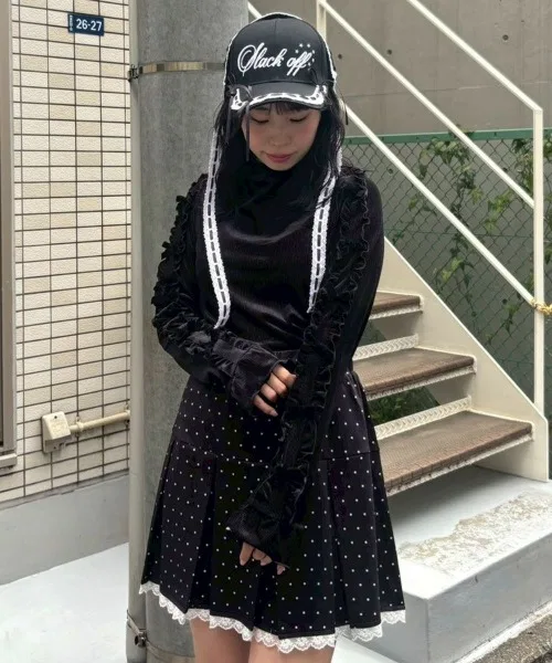 Женская плиссированная юбка в горошек Candy Stripper TINY DOT JERSEY коричневая — фото 3