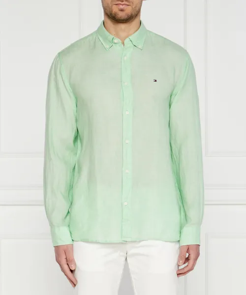 

Рубашка из льна, окрашенная пигментом Regular fit Tommy Hilfiger, зеленый