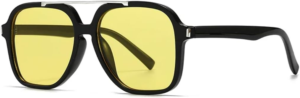 

Ретро-солнцезащитные очки для женщин с двойным оправом, роскошный дизайн, модные повседневные солнцезащитные очки для мужчин с защитой от УФ-излучения UV400 SZVVBKK, Black Yellow