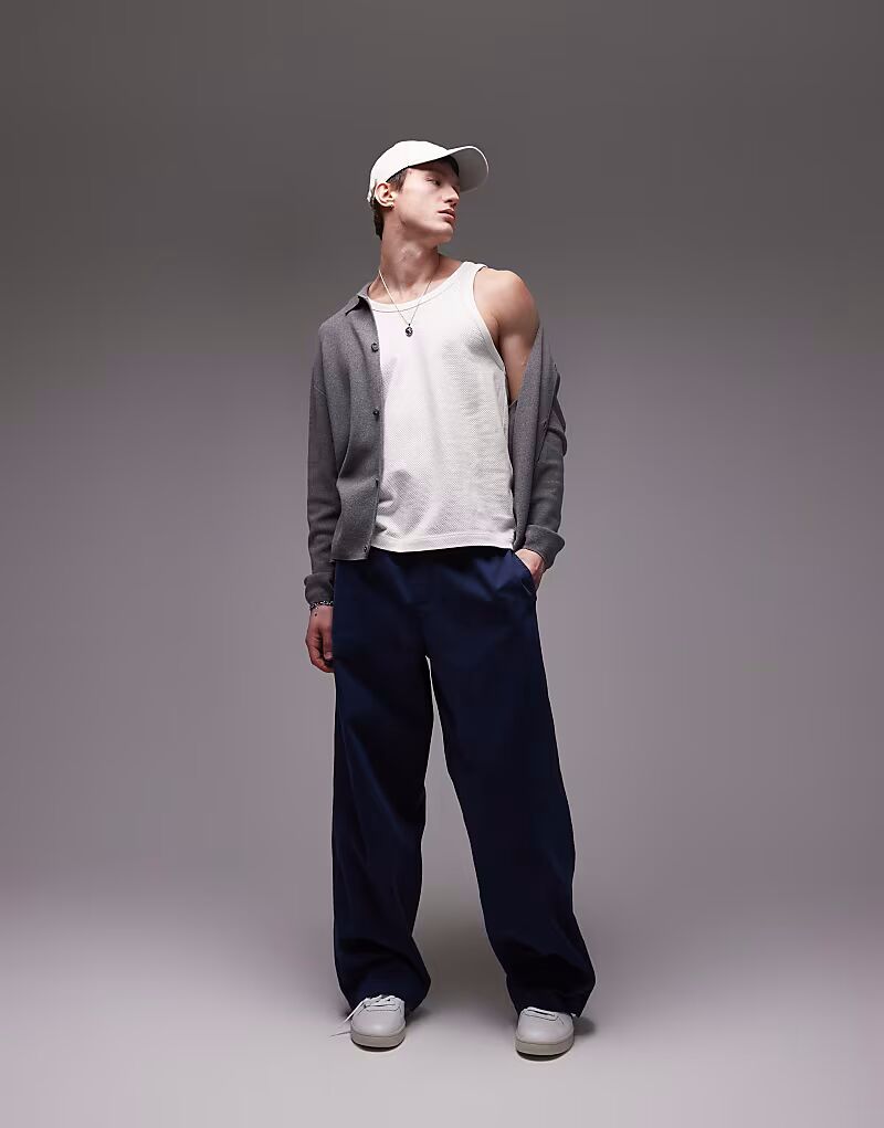 

Брюки-чиносы Topman свободного покроя из твила темно-синего цвета