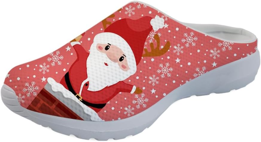 

Мужские садовые сабо GLENLCWE Blue Sea Turtle, сетчатые, мягкие и удобные мюли и сабо, легкие, на липучке, для прогулок, кроссовки, пляжные сандалии, легкие, Christmas Santa Claus