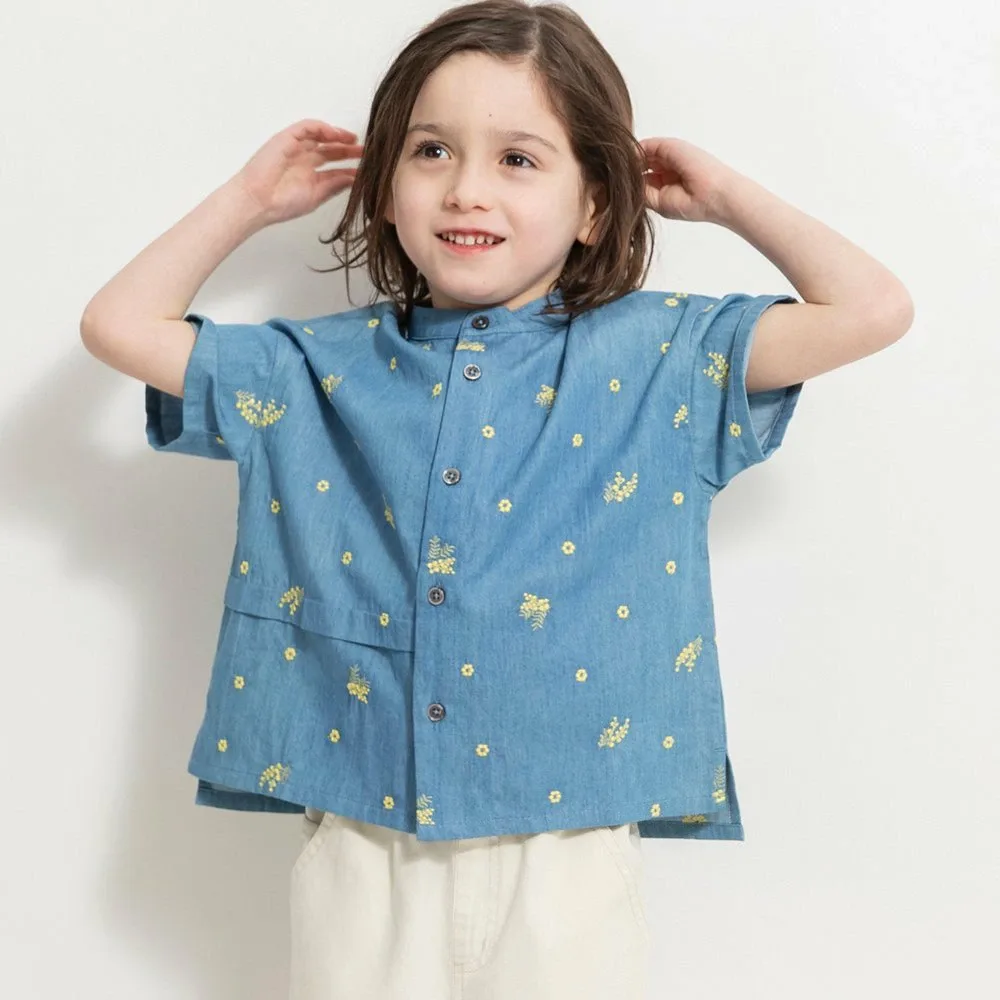 Рубашка с вышитым рукавом 5/8 "Мимоза" Branshes, blue