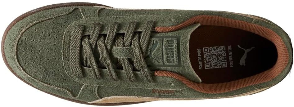 Мужские кроссовки PUMA Indoor R из замши с шнуровкой, повседневные - зеленые — фото 4