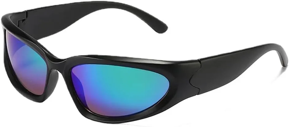 

Панк-солнцезащитные очки для женщин и мужчин, зеркальные спортивные очки, винтажные солнцезащитные очки для мужчин, защита от УФ-излучения UV400 HDUBFY, Black Green